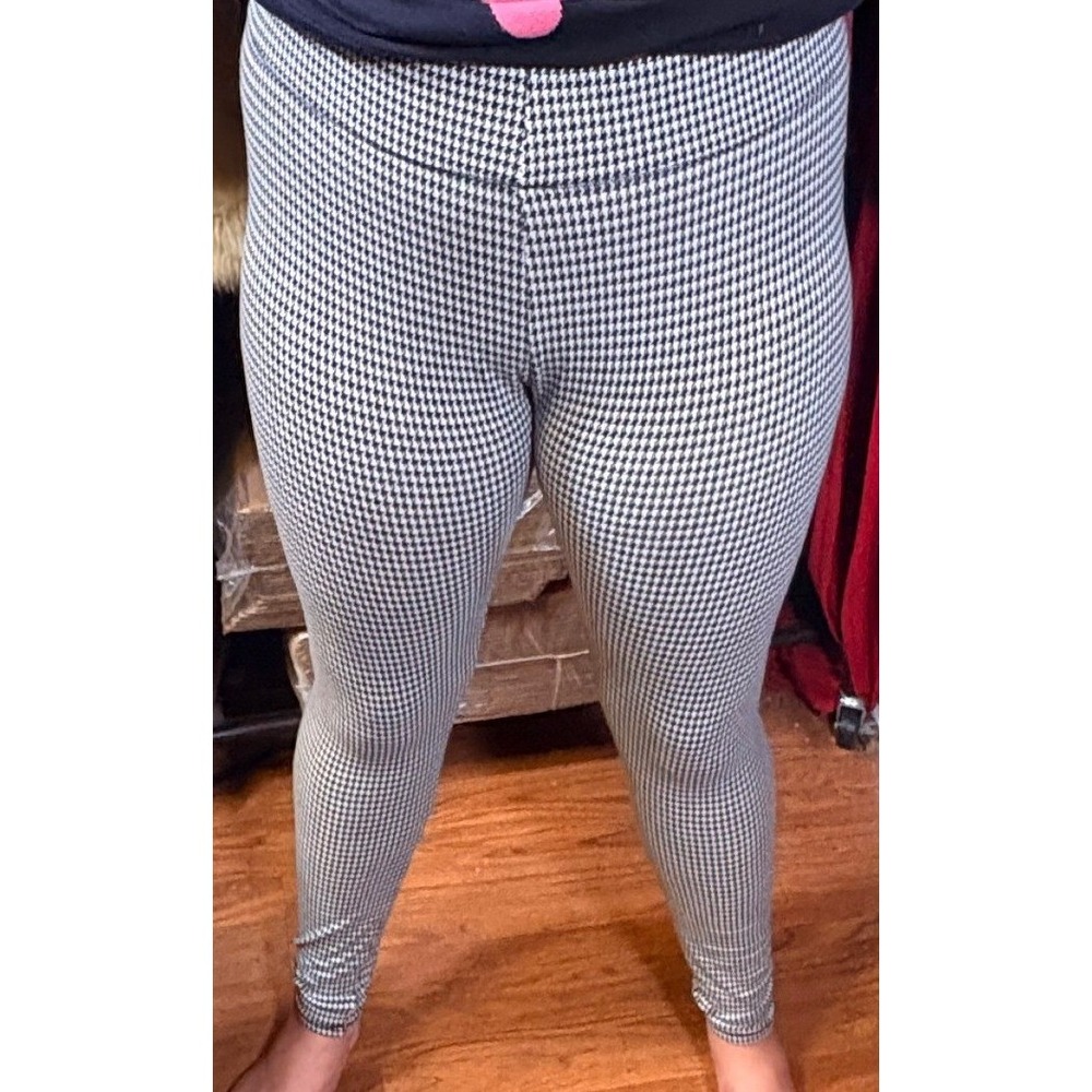 Mixit Houndstooth Leggings Women Size M Black White Good High Rise Stretch